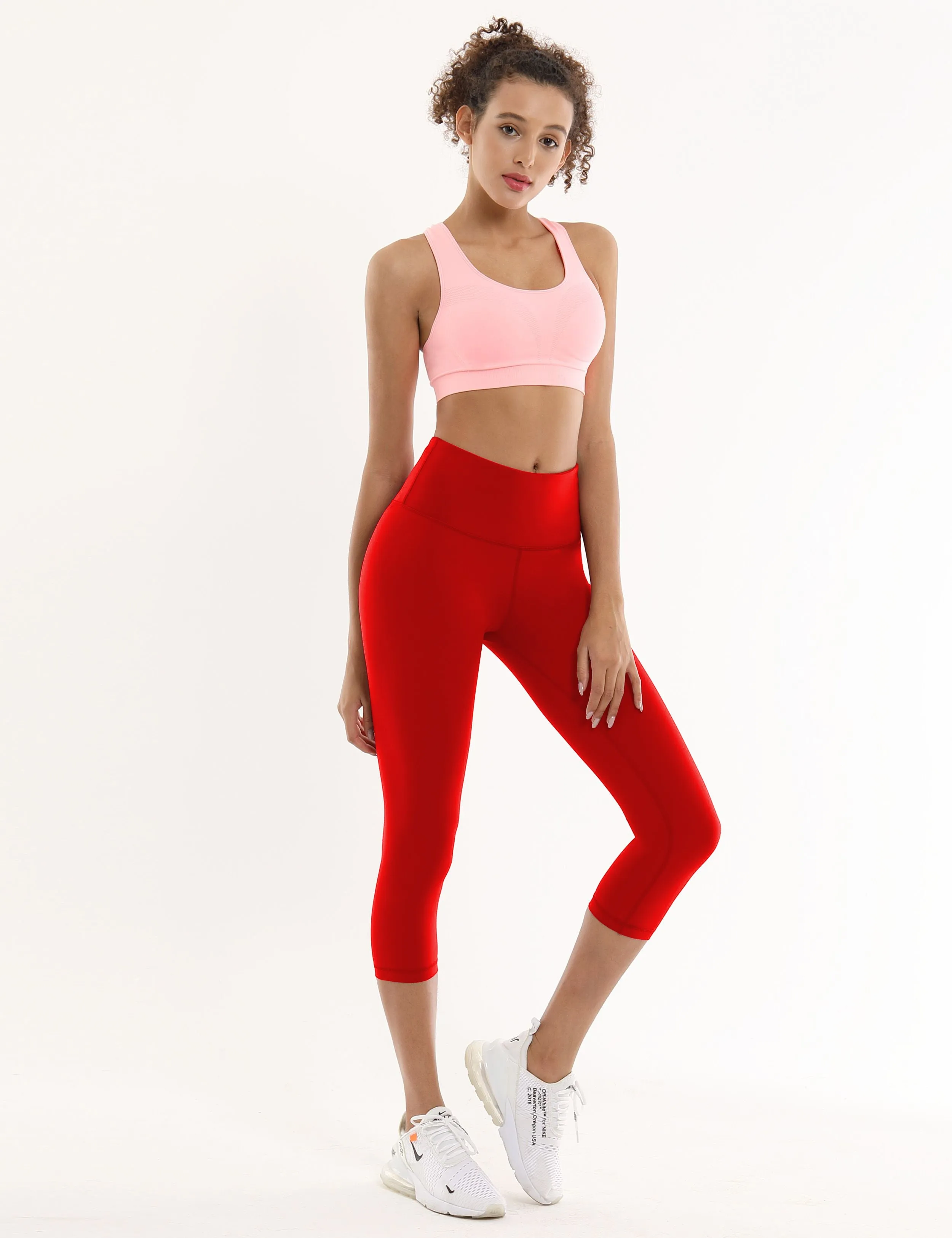 19" High Waist Crop Tight Capris scarlet_Jogging