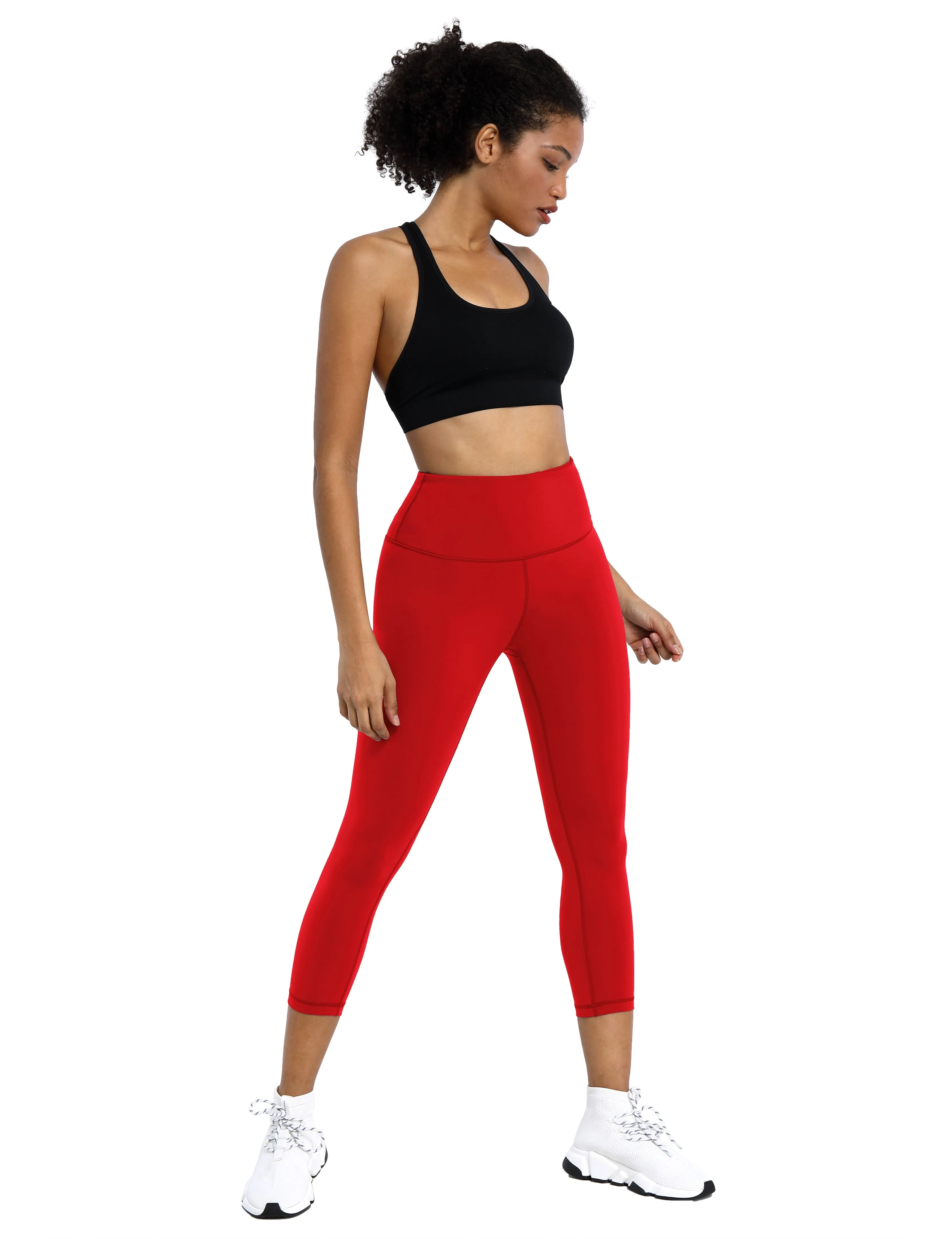 19" High Waist Crop Tight Capris scarlet_Jogging