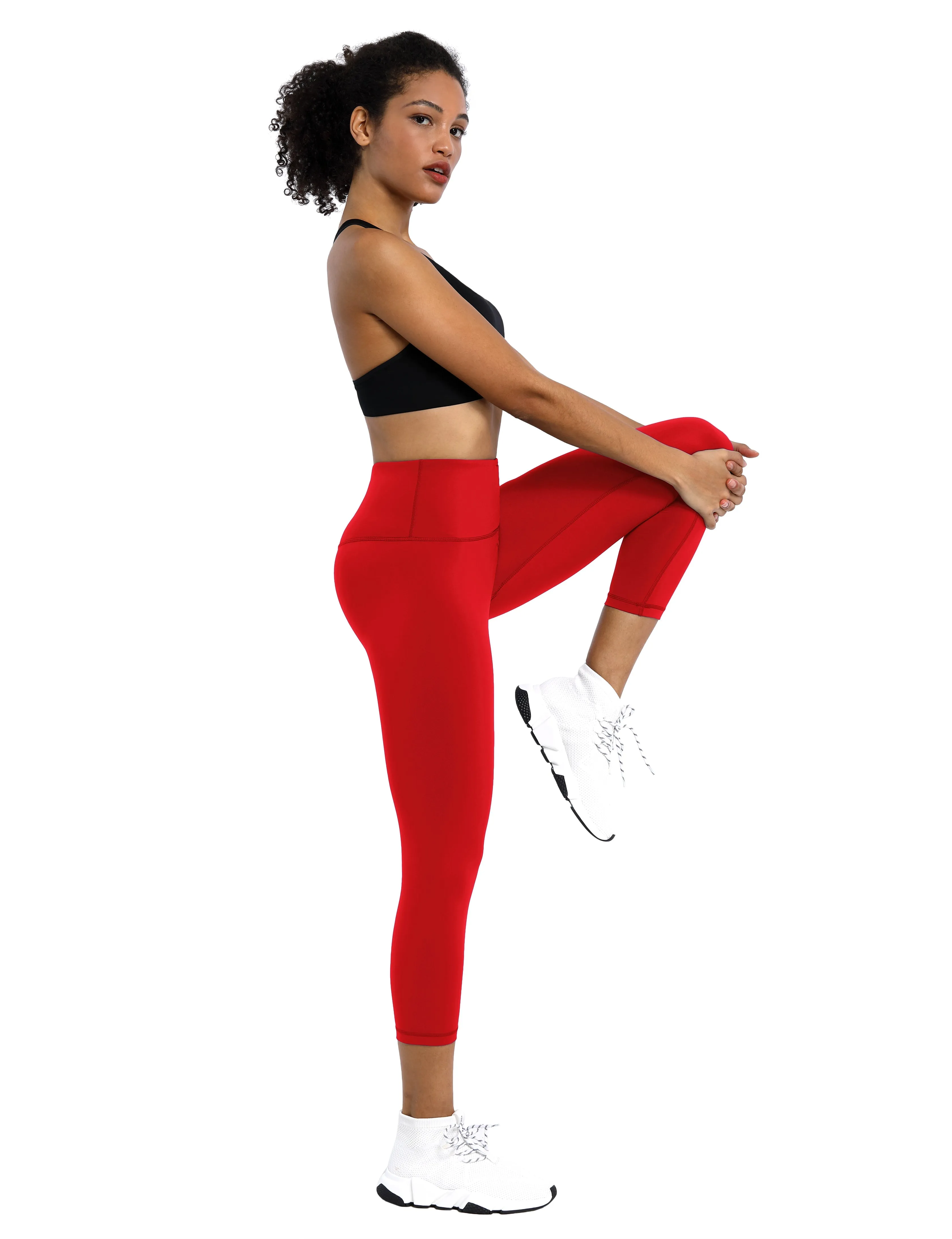 19" High Waist Crop Tight Capris scarlet_Jogging