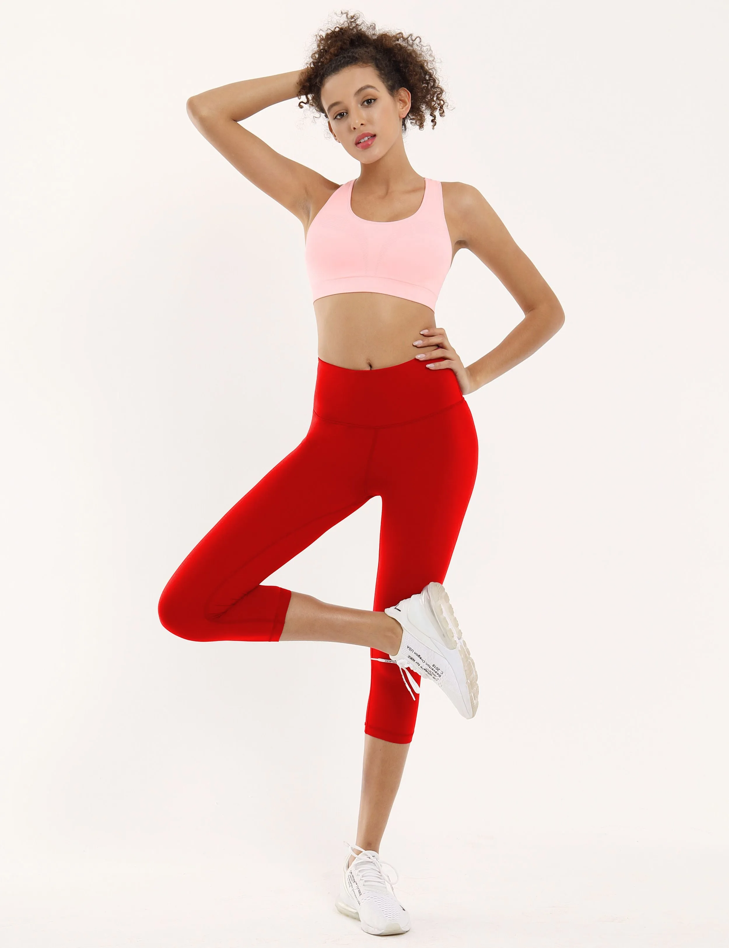 19" High Waist Crop Tight Capris scarlet_Jogging