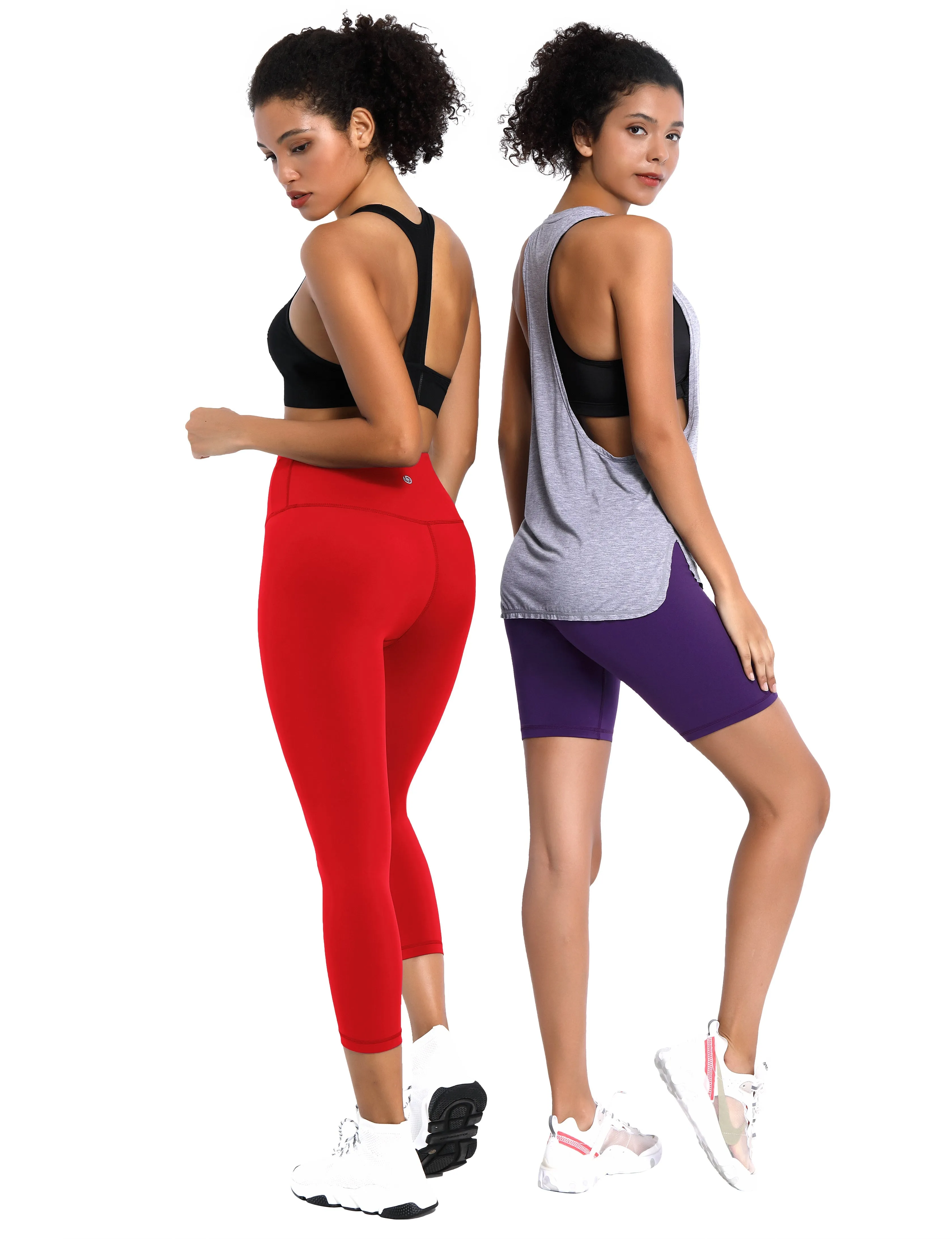19" High Waist Crop Tight Capris scarlet_Jogging