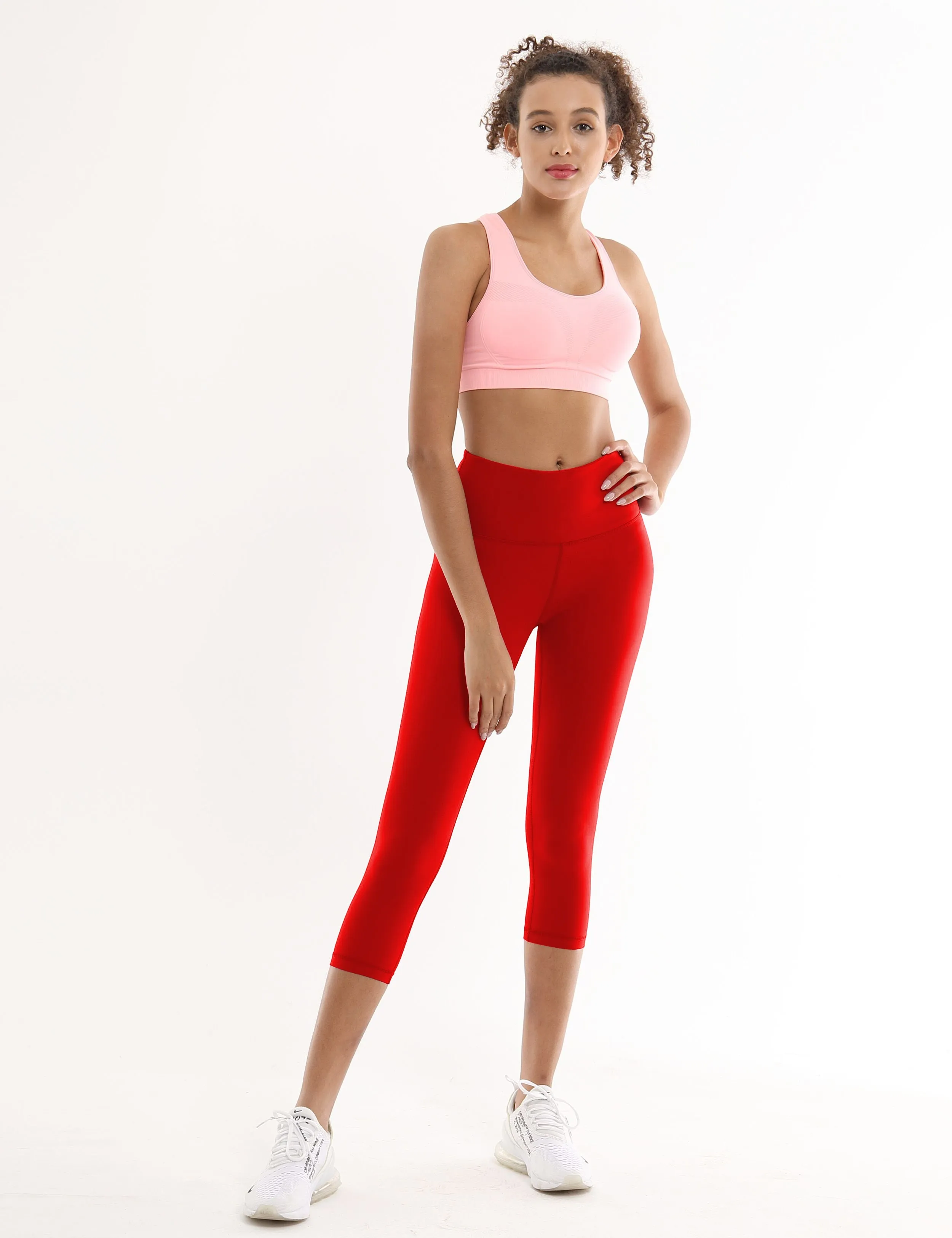 19" High Waist Crop Tight Capris scarlet_Jogging