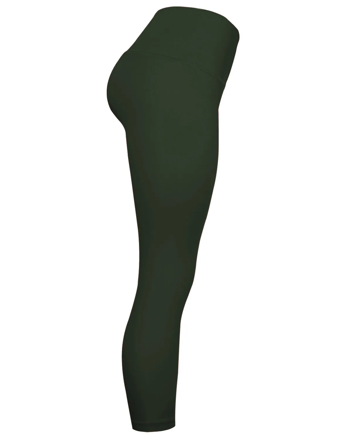 22" High Waist Crop Tight Capris olivegray_Jogging