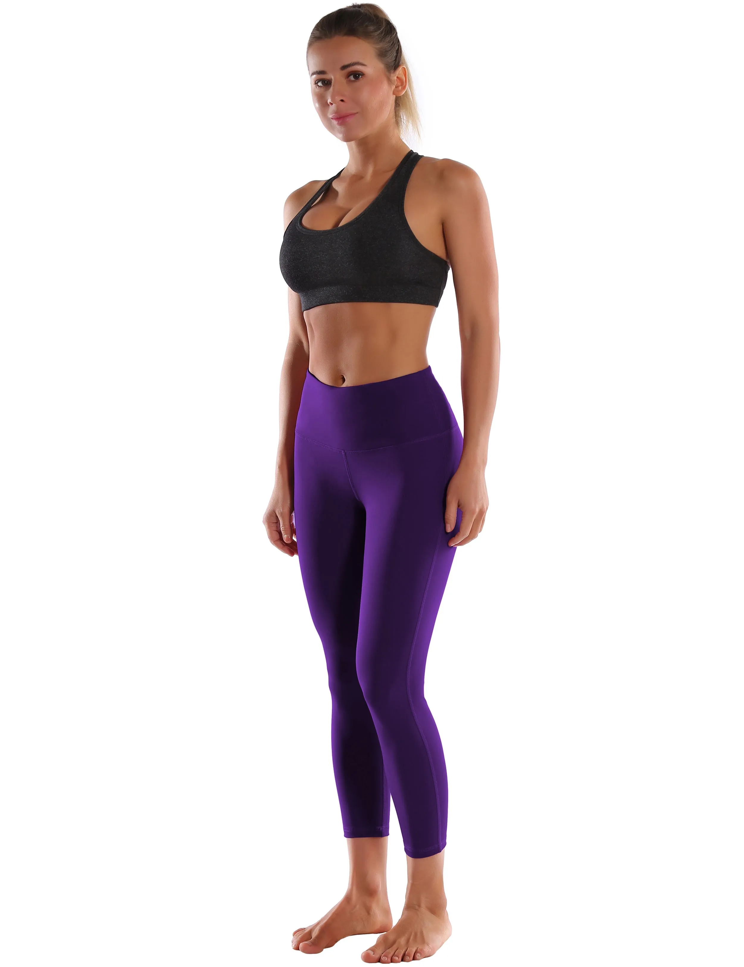 22" High Waist Side Line Capris eggplantpurple_Jogging