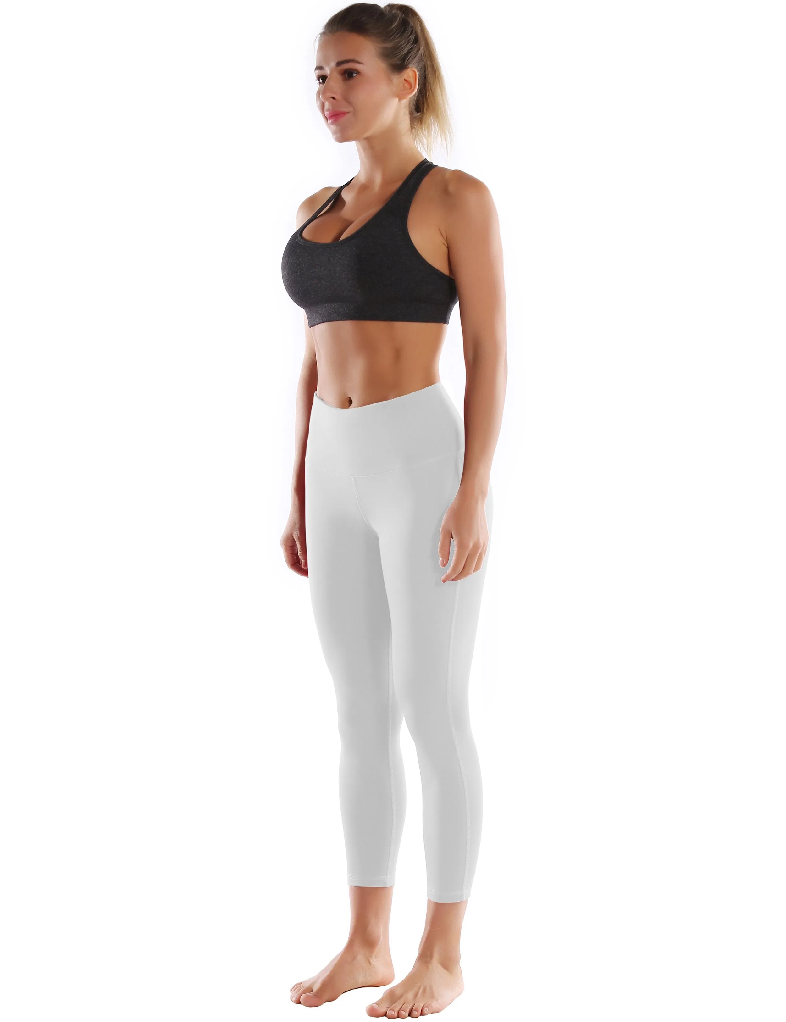 22" High Waist Side Line Capris lightgray ins_Jogging