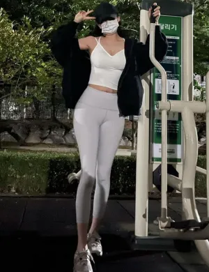 22" High Waist Side Line Capris lightgray ins_Jogging