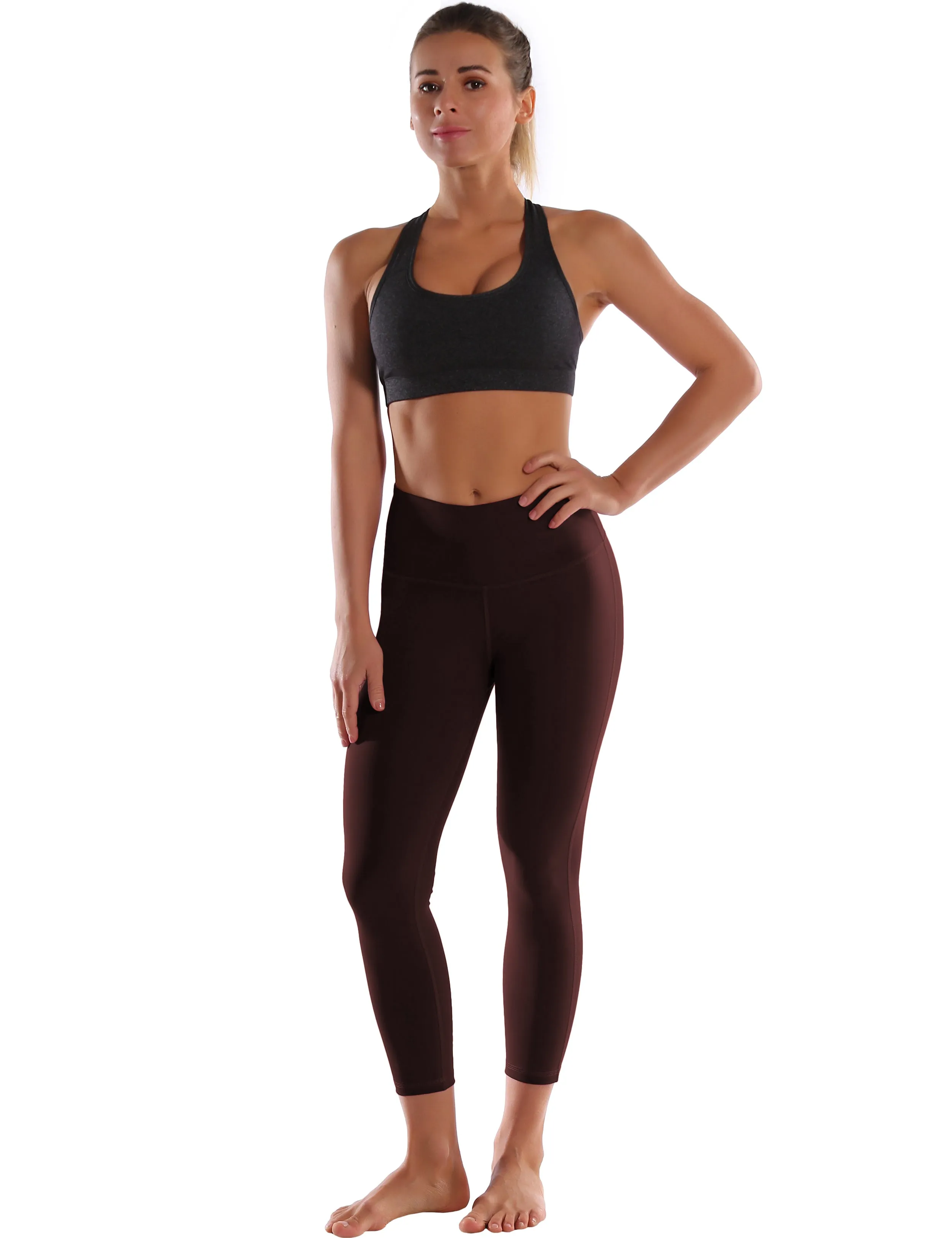 22" High Waist Side Line Capris mahoganymaroon_Jogging