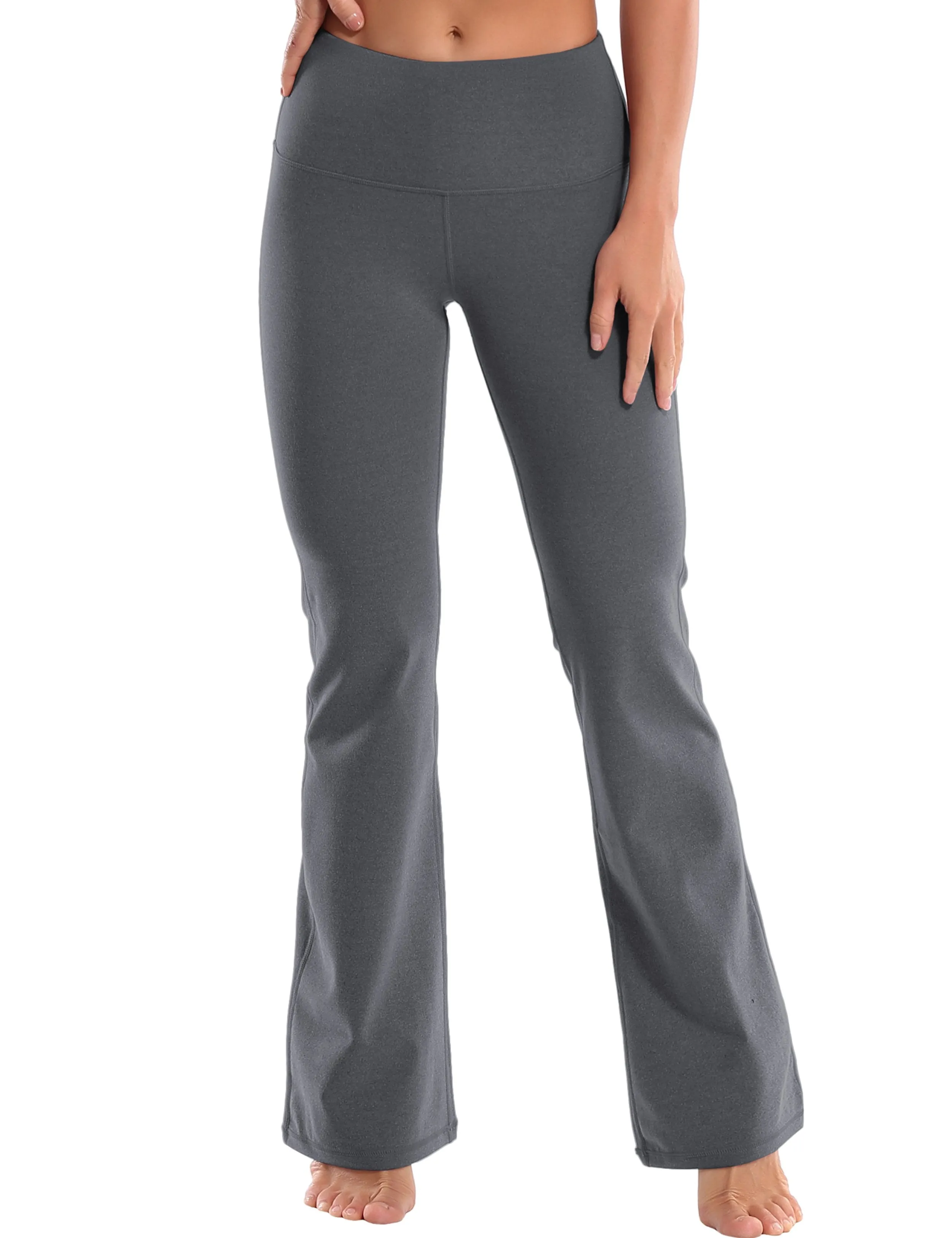 29" 31" 33" 35" 37" High Waist Bootcut Leggings heathercharcoal ins_Jogging