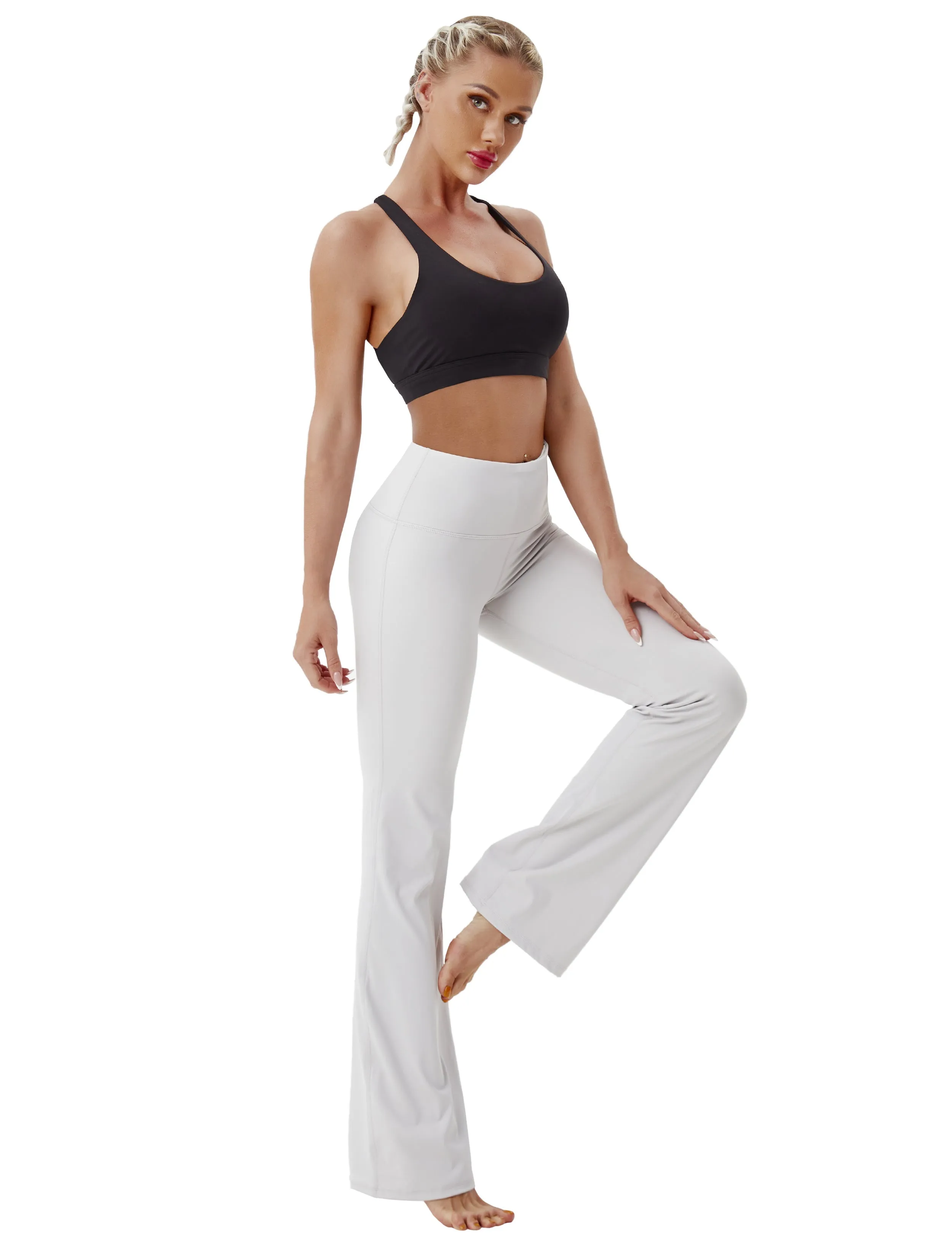 29" 31" 33" 35" 37" High Waist Bootcut Leggings Lightgray_Jogging