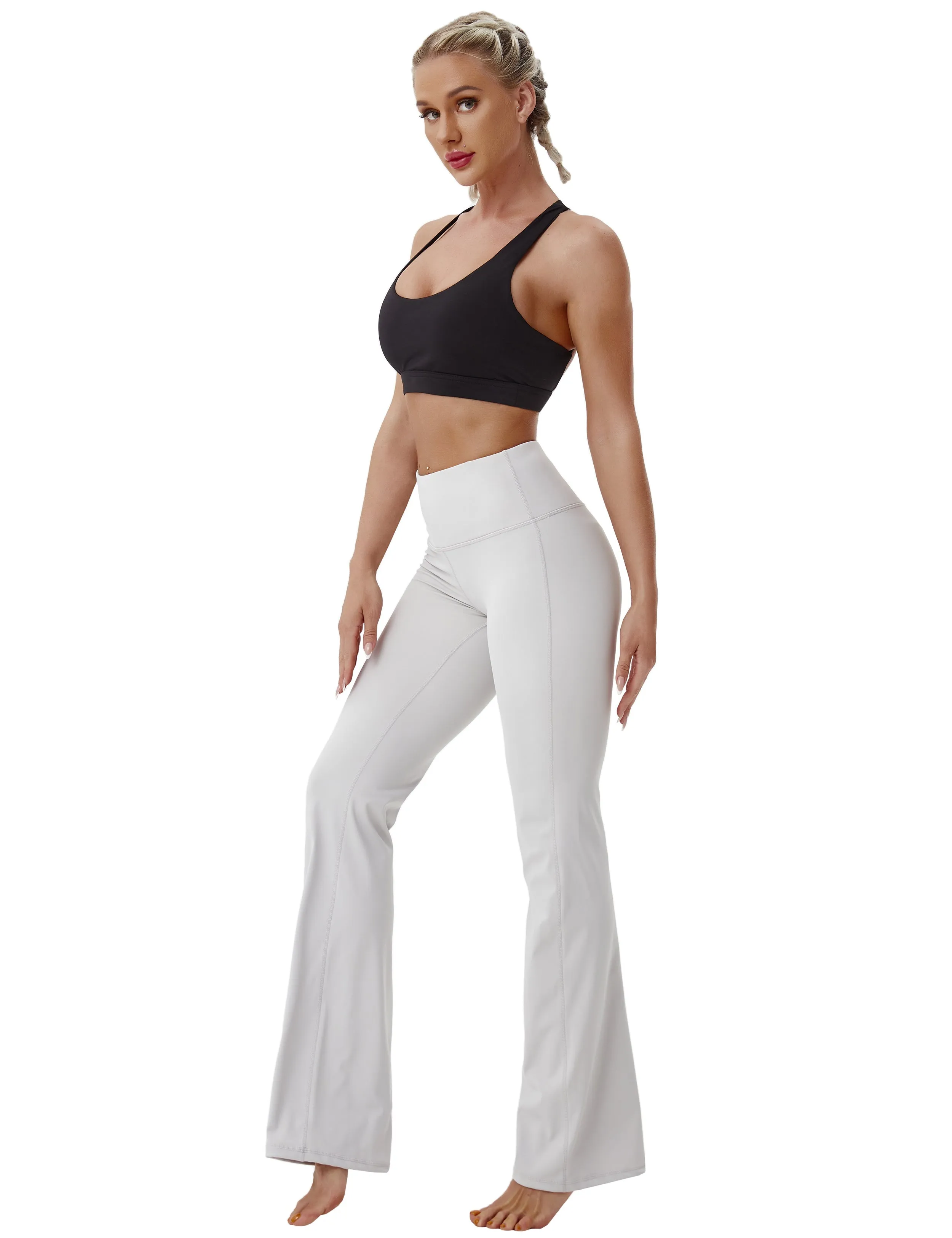 29" 31" 33" 35" 37" High Waist Bootcut Leggings Lightgray_Jogging