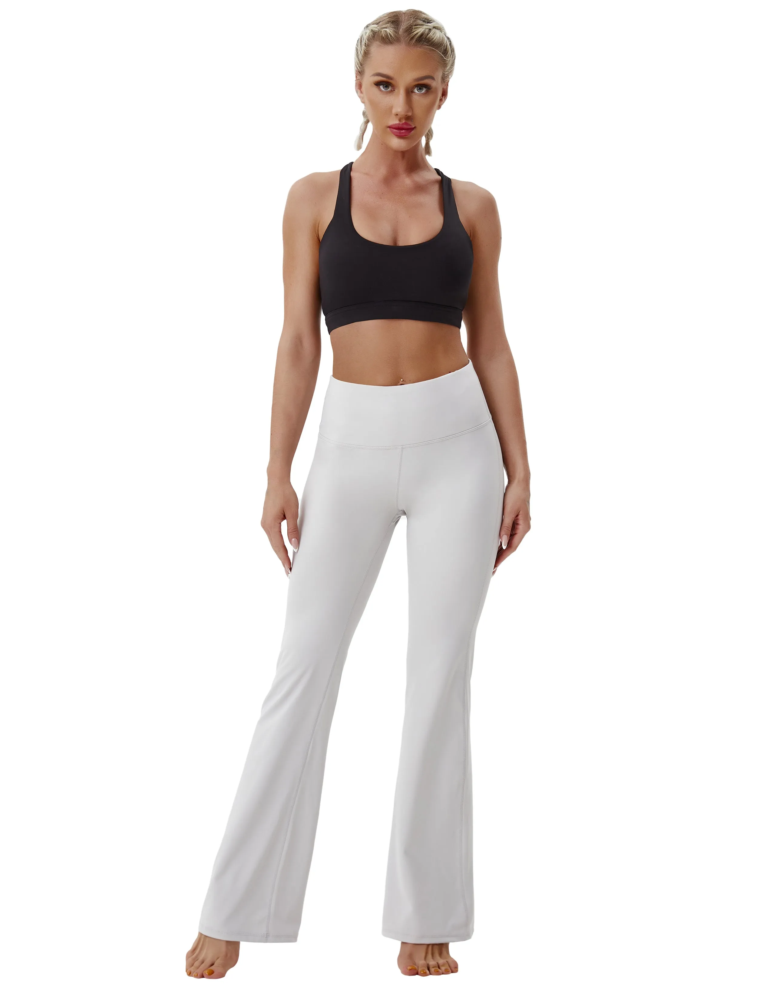 29" 31" 33" 35" 37" High Waist Bootcut Leggings Lightgray_Jogging