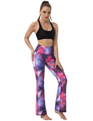 29" 31" 33" 35" 37"  Side Pockets Printed Bootcut Leggings galaxy_Jogging