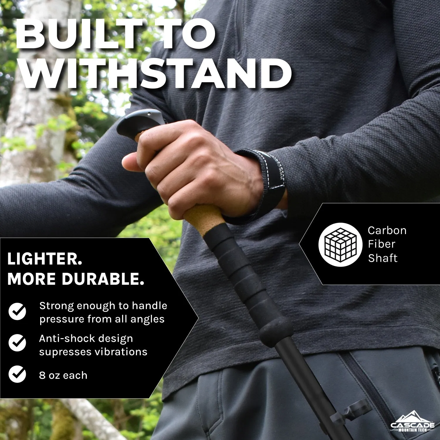3K Carbon Fiber Quick Lock Trekking Poles
