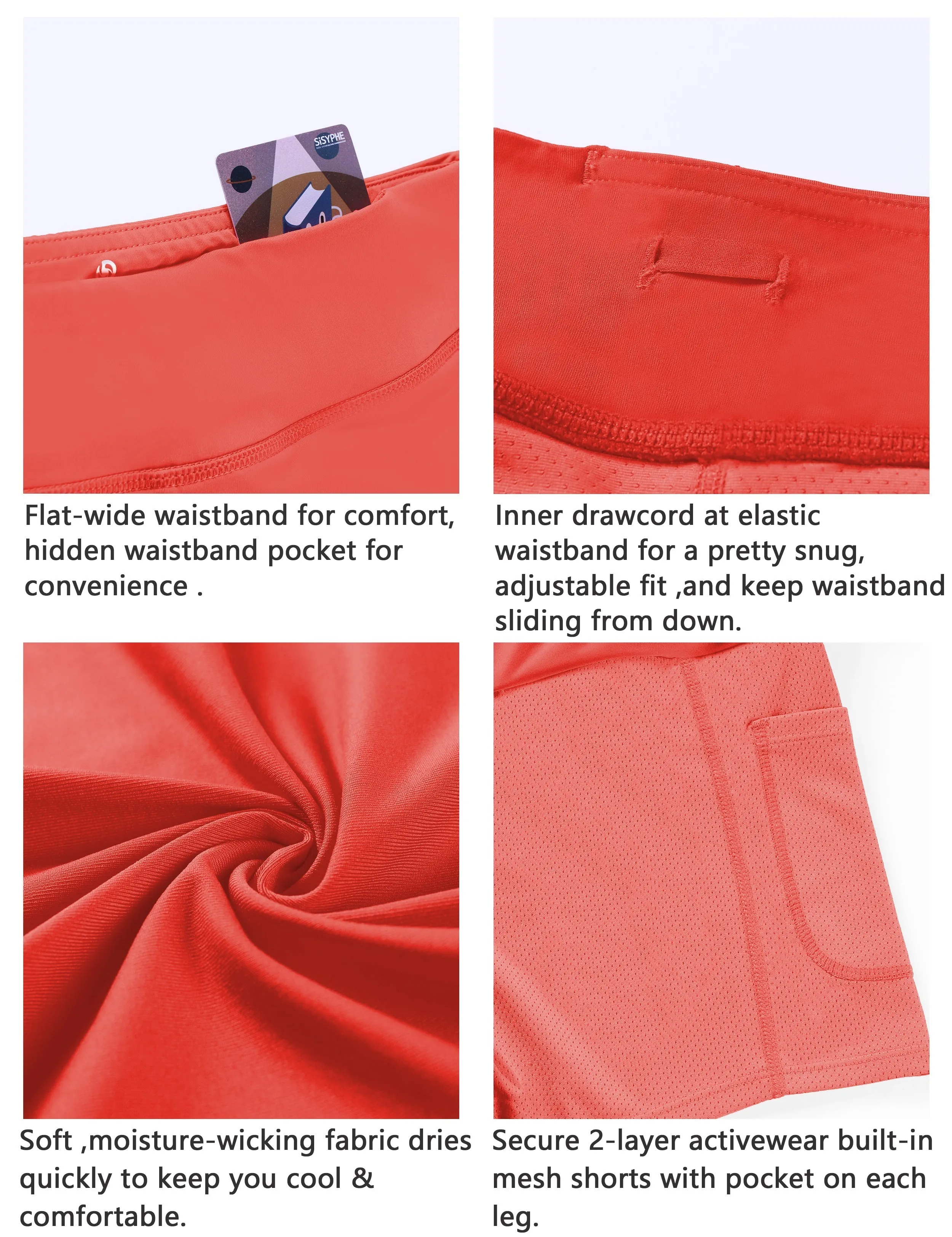 Athletic Tennis Golf Pleated Skort Awith Pocket Shorts coral_Jogging