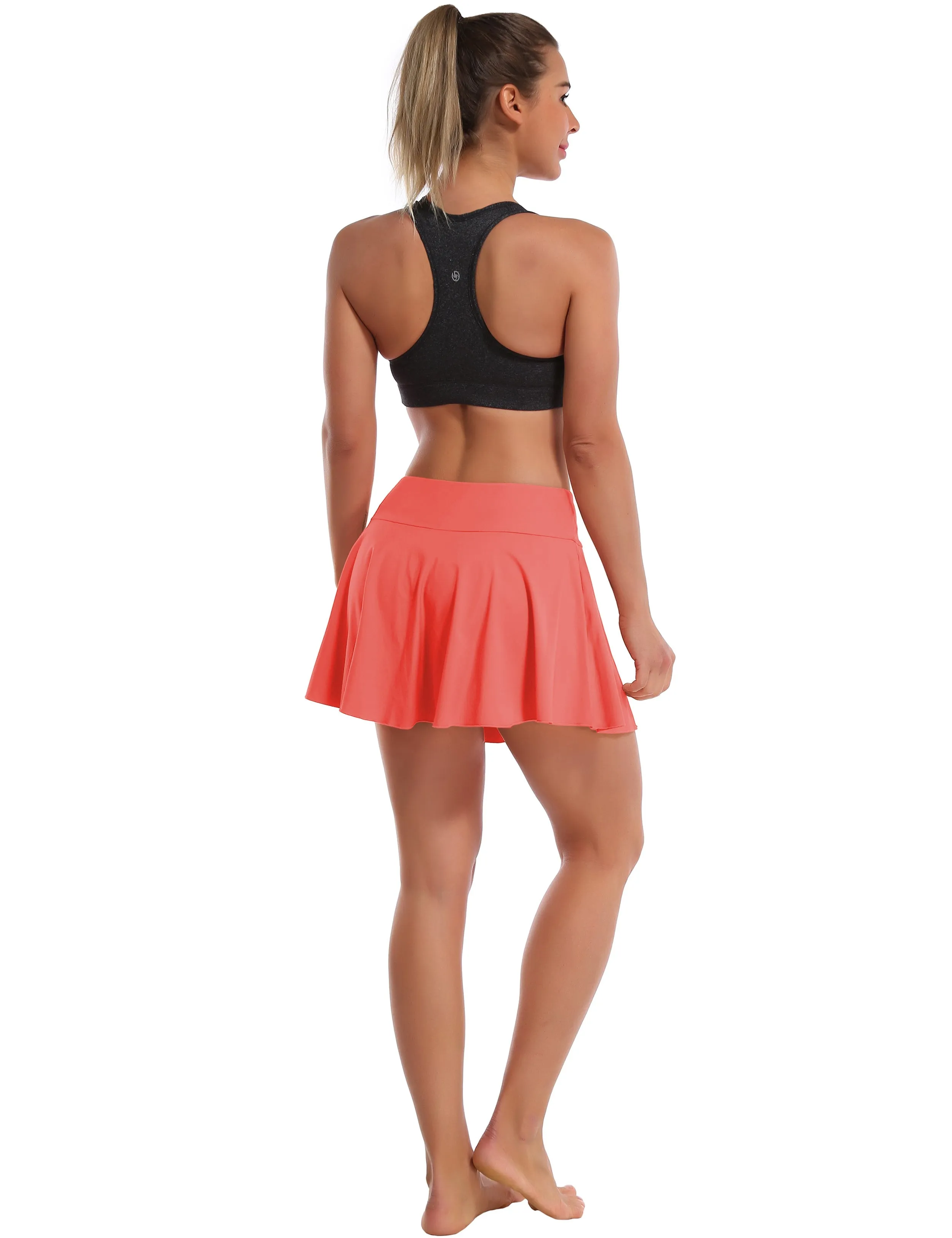 Athletic Tennis Golf Pleated Skort Awith Pocket Shorts coral_Jogging