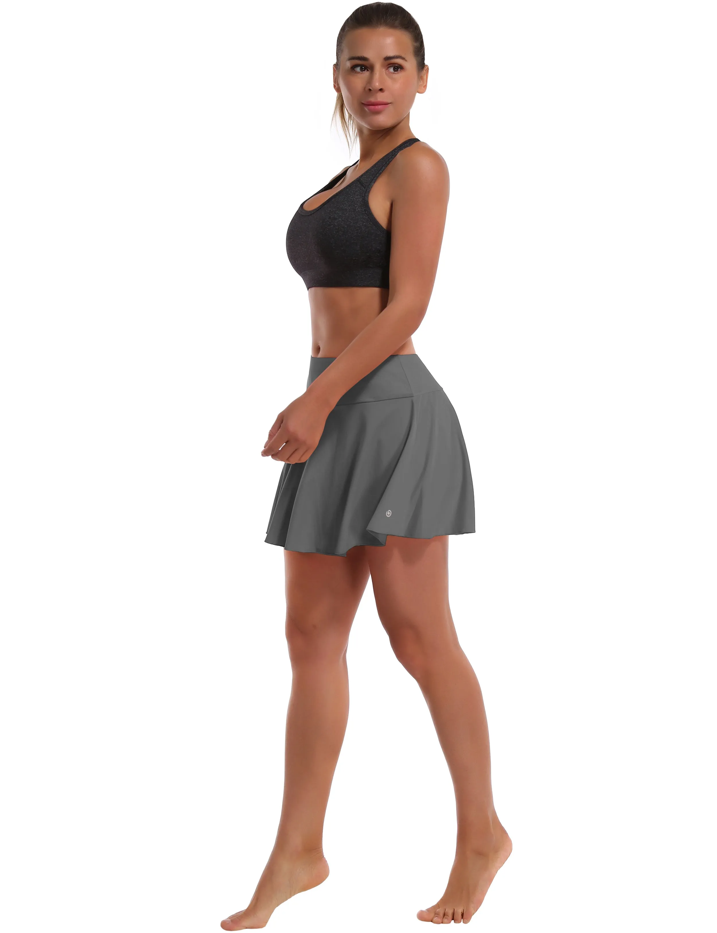 Athletic Tennis Golf Pleated Skort with Pocket Shorts gray_Jogging