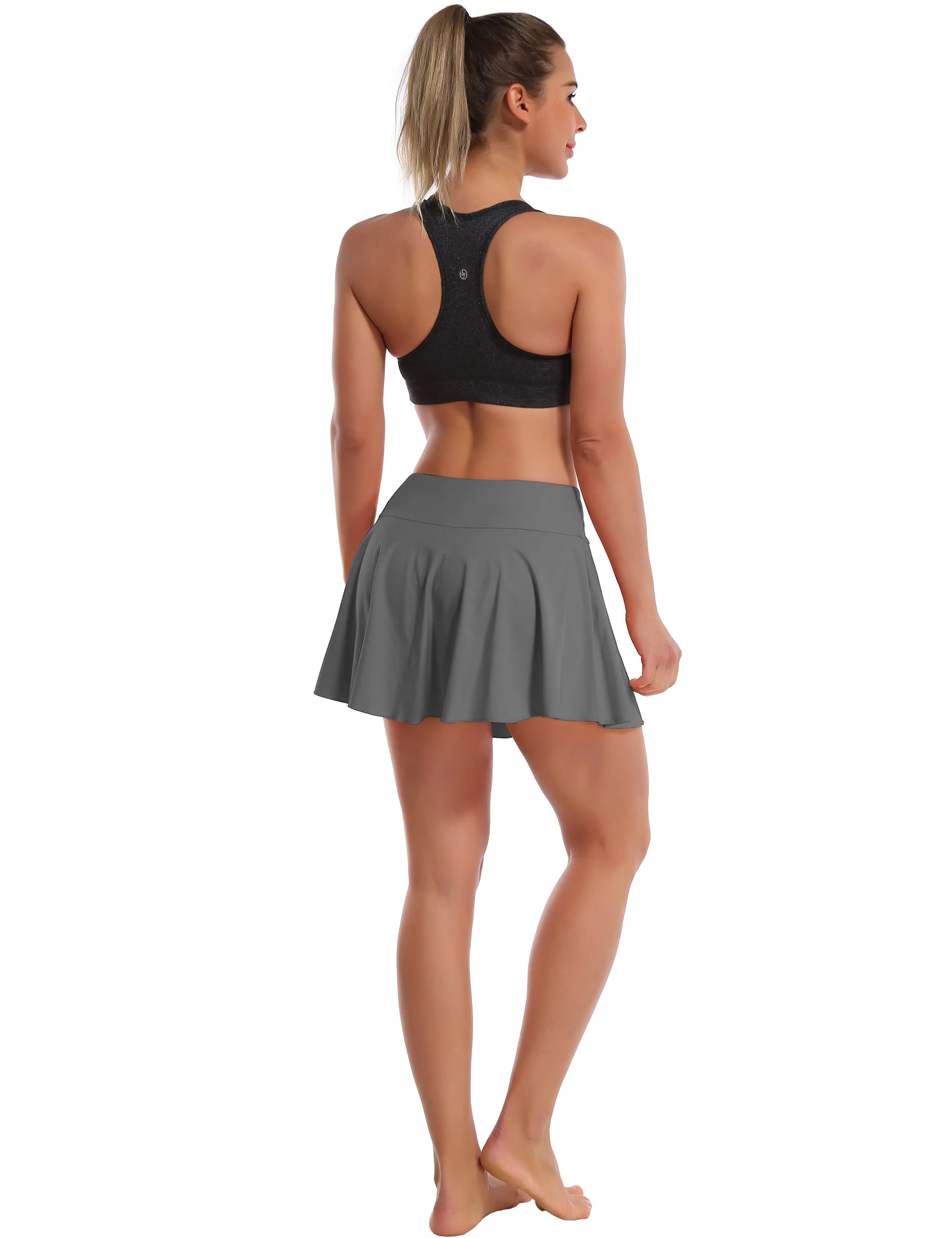 Athletic Tennis Golf Pleated Skort with Pocket Shorts gray_Jogging