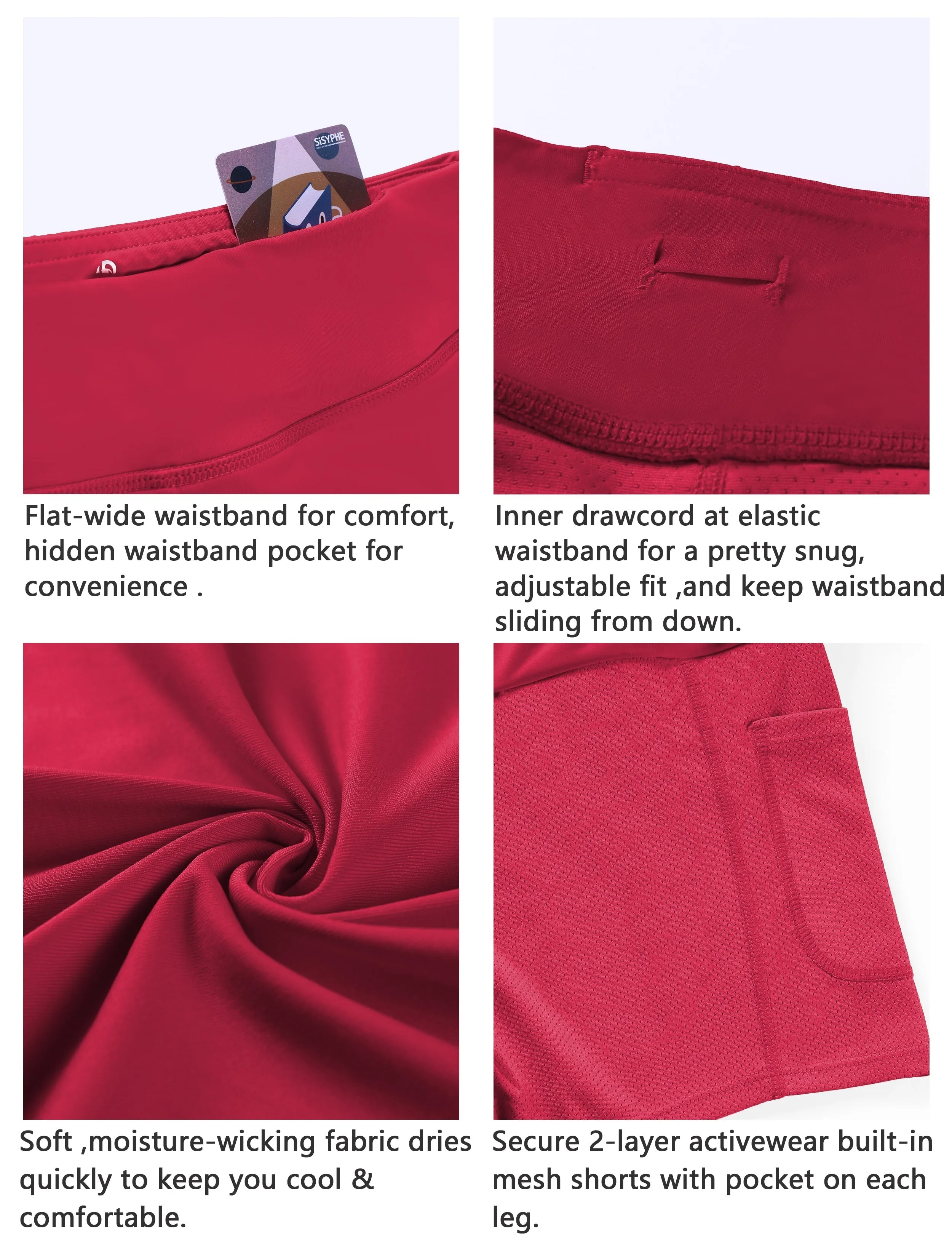 Athletic Tennis Golf Pleated Skort with Pocket Shorts rosecoral_Jogging