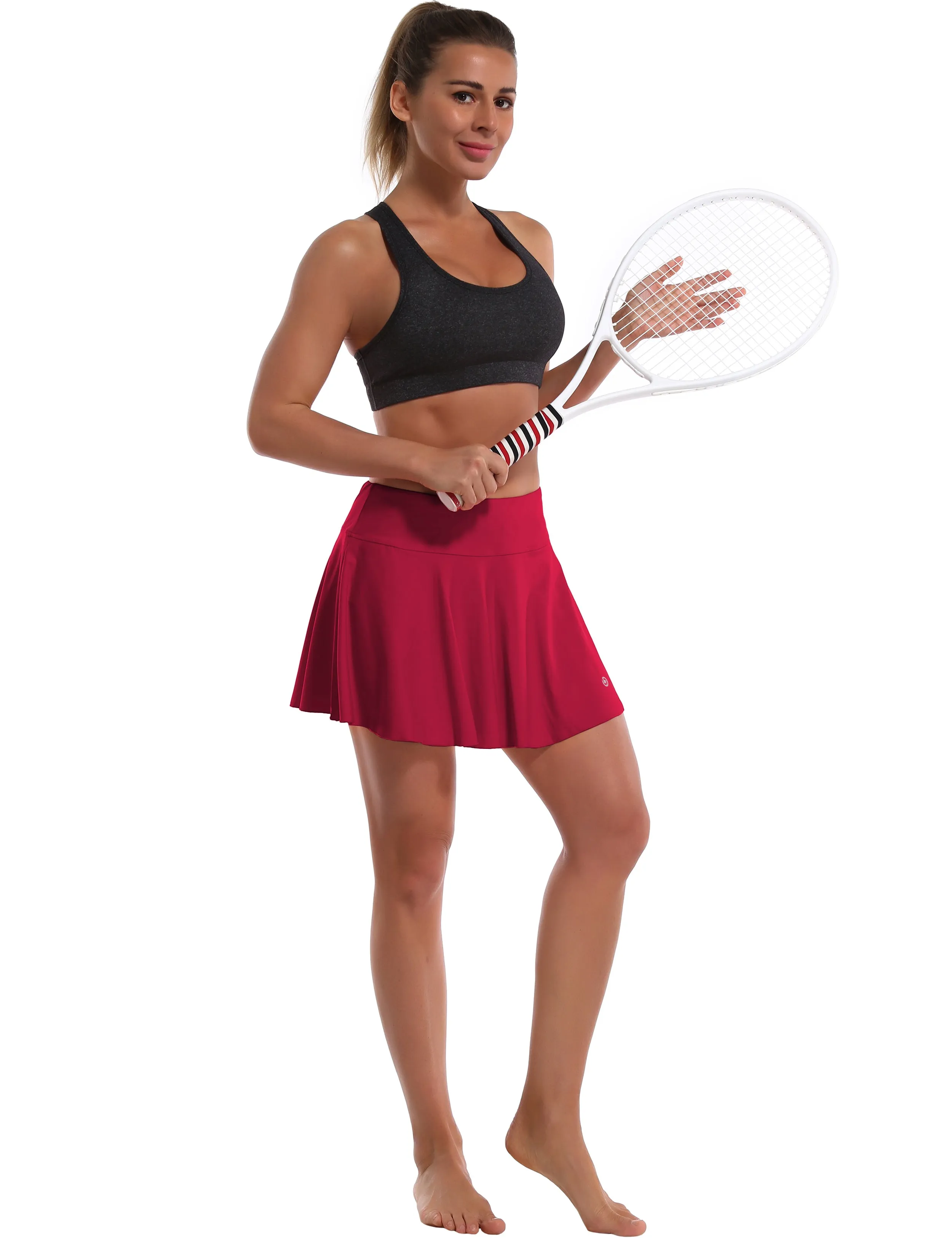 Athletic Tennis Golf Pleated Skort with Pocket Shorts rosecoral_Jogging