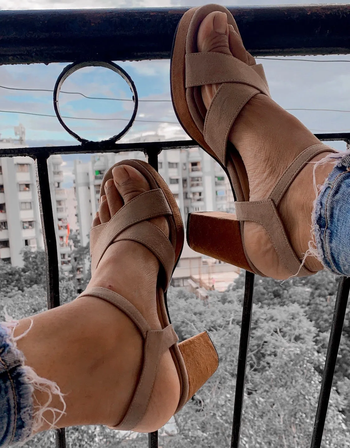 Earthy Colour Block heels
