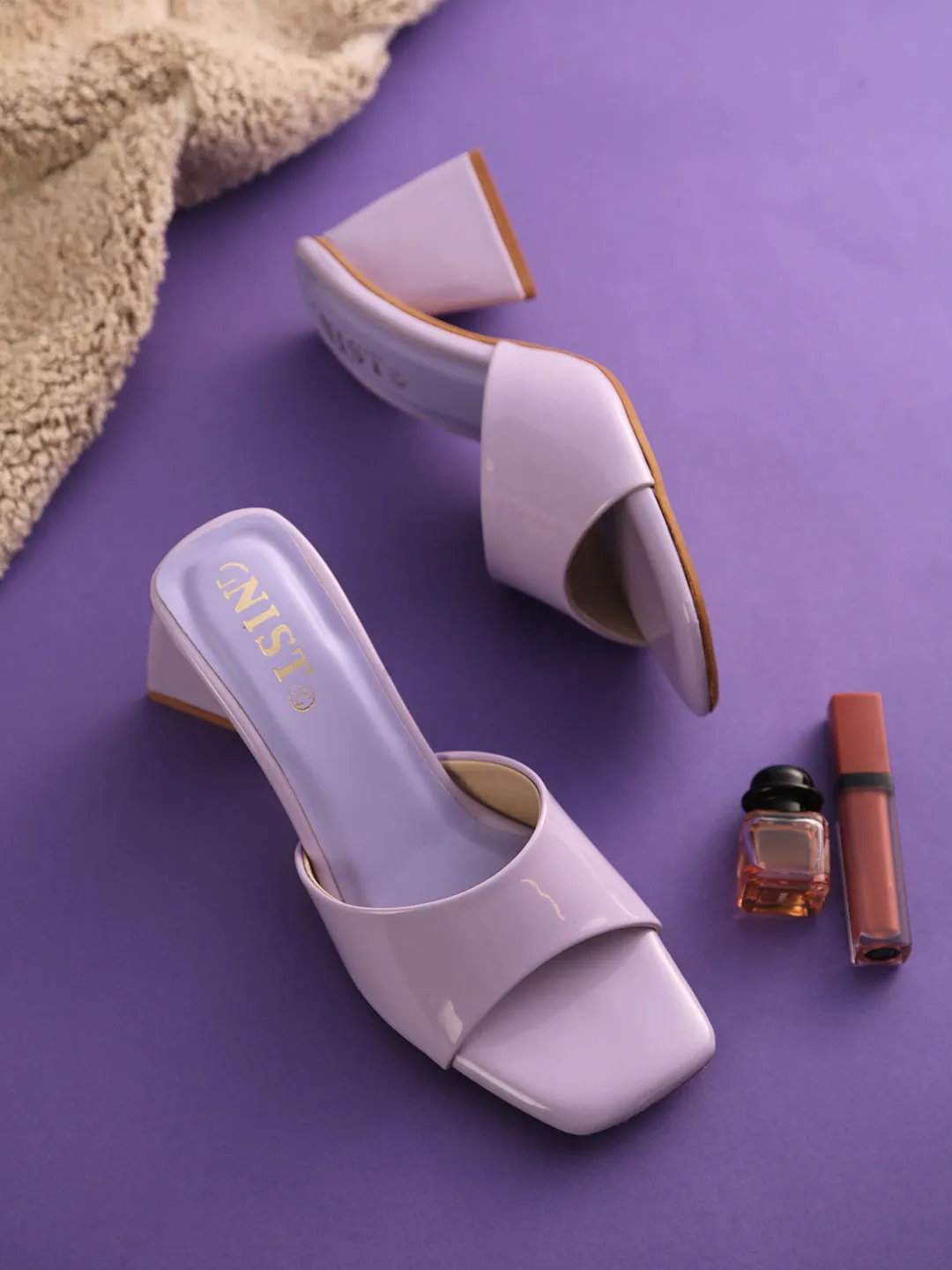 GNIST Lavender Chuncky Patent Block Heel