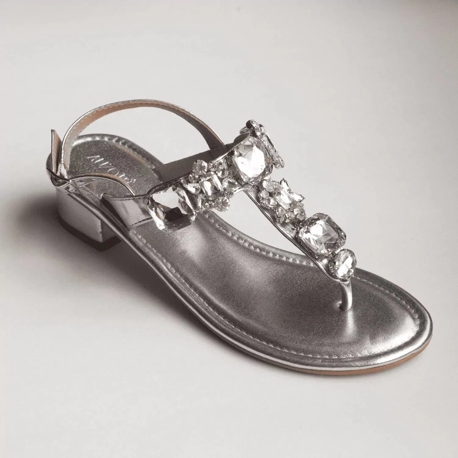 RADIANT Silver Rhinestone Embellished Block Heels