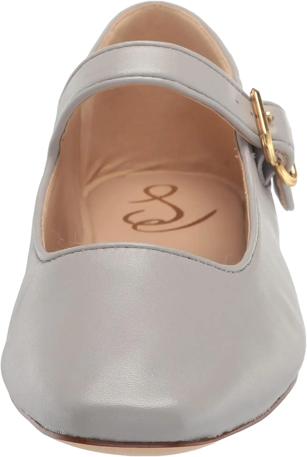 Sam Edelman Michaela Pebble Grey Mary Jane Buckled Ankle Strap Pointed Toe Flats