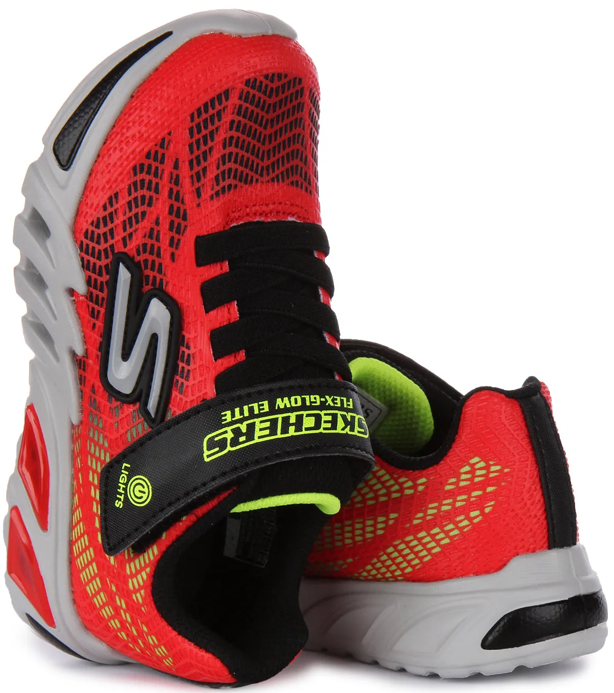 Skechers Flex Glow Elite In Red Black For Infants