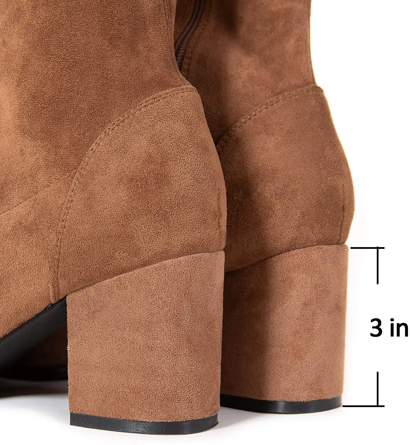 Winter Pink Suede Over Knee Chunky Heel Boots